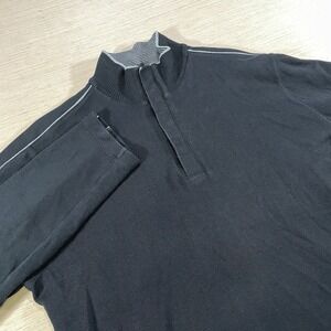 Hugo Boss Mens Black Regular Fit Piceno Snap Mockneck Sweater Size Large